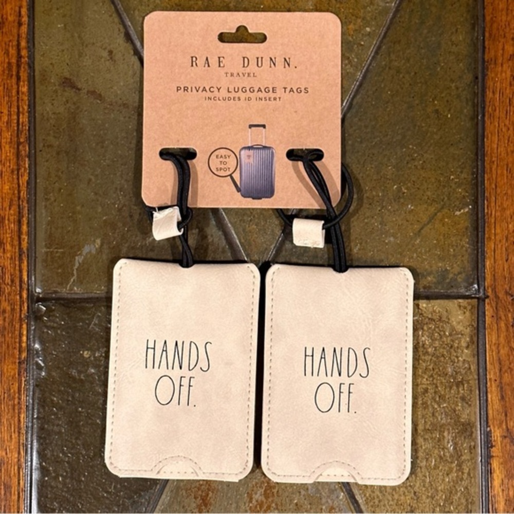 Rae Dunn Travel HANDS OFF Set of 2 Luggage Tags Includes ID Insert NEW!!